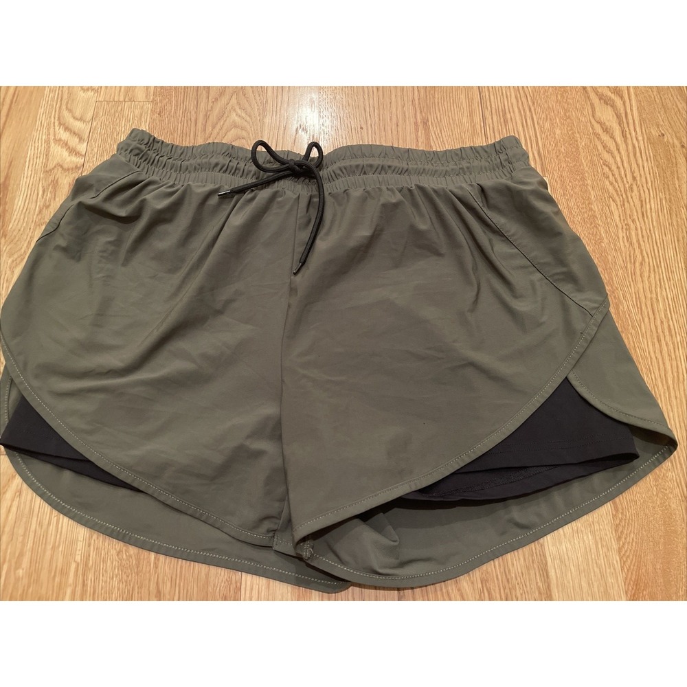 BlevonH Performance Shorts‎ Tennis Pickleball Phone Pocket Olive Green L